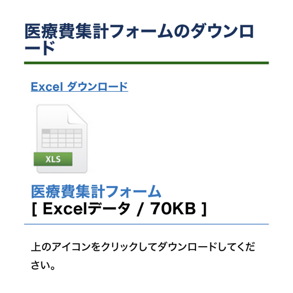 医療費集計フォーム画像